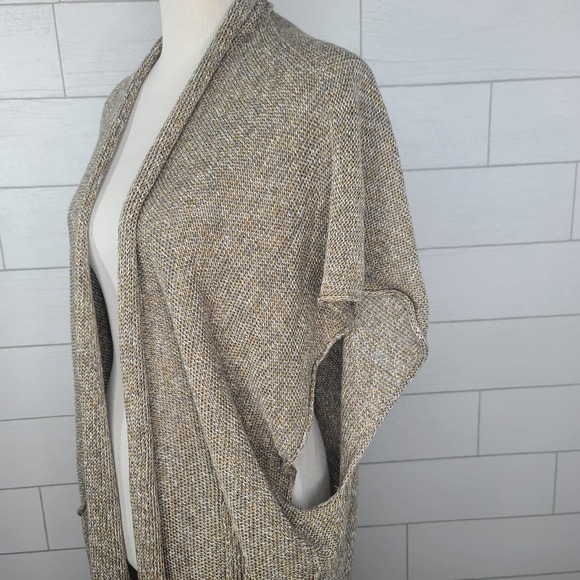Eskandar Sweater Cardigan Sleeveless Brown Gray Linen O/S Lagenlook Art to Wear - Picture 3 of 11